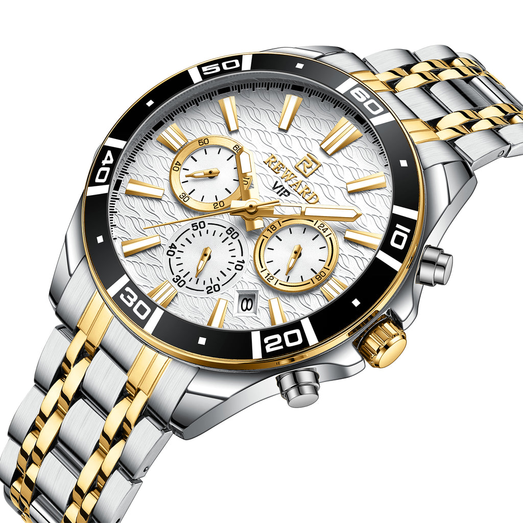 Reward Men's Sport Fashion Watch | Waterproof Stainless Steel Wristwatch | Luxury Quartz Analog Watch for Men