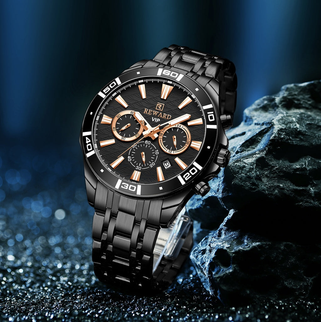 Reward Men's Sport Fashion Watch | Waterproof Stainless Steel Wristwatch | Luxury Quartz Analog Watch for Men